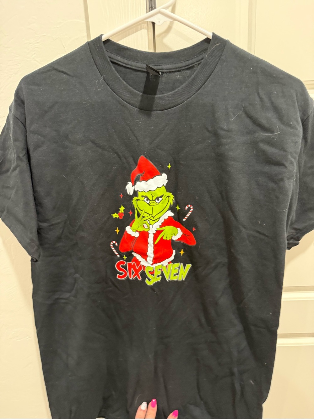 Gildan Black Short-Sleeve Tee with Neon Grinch Graphic NEW!